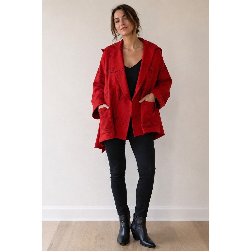 Vivienne Westwood Anglomania Wool Coat IT 38/US 4 Red Check Draped Cape Punk